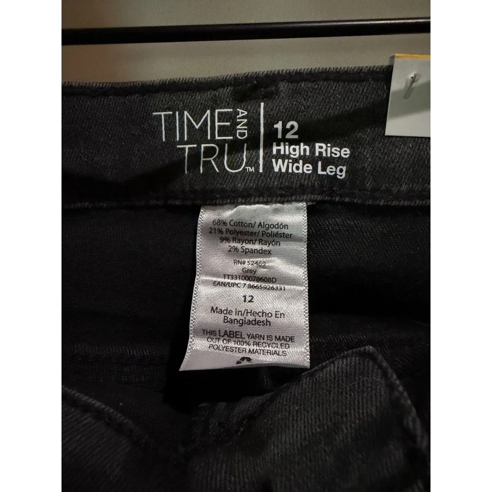 Time and Tru High Rise Wide Leg Jeans Black 12 Grunge Retro Streetwear Casual